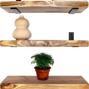 Wooden wall shelves