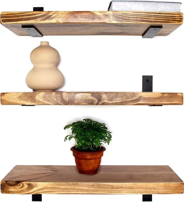Wooden wall shelves