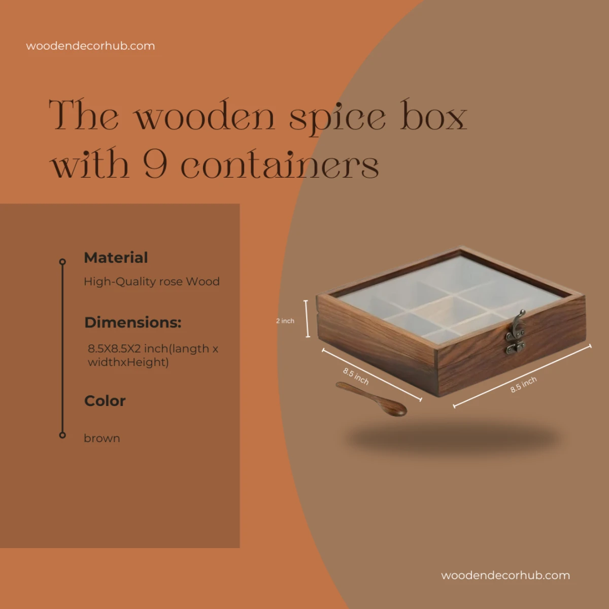 wooden spice box with nine containers
