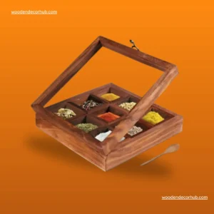 Wooden spice box with nine container
